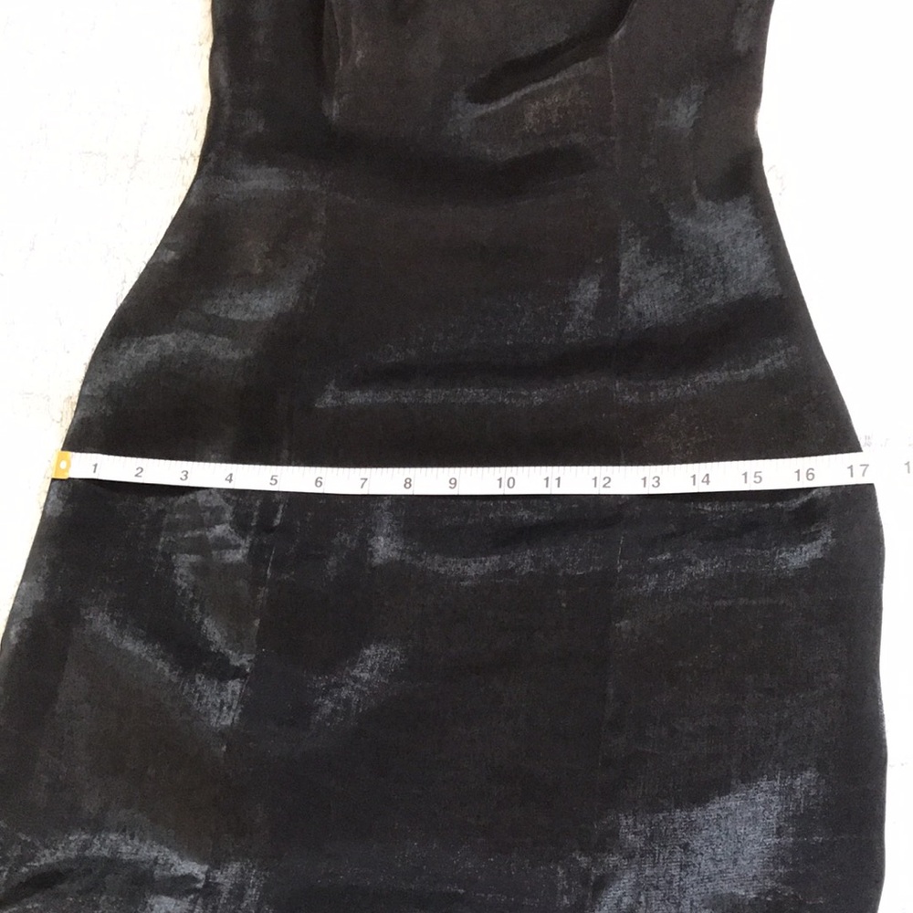 Vintage Black / Charcoal Silver Metallic Maxi Dress; Shimmery; Cutout Back; Sz 2 - Picture 15 of 16